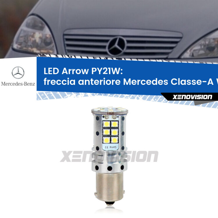 0 Freccia Anteriore LED Mercedes Classe-A W168 1997 - 2004: PY21W Arrow <strong>Freccia Anteriore LED no-spie per Mercedes Classe-A</strong> W168 1997 - 2004. Lampada <strong>PY21W</strong> modello top di gamma Arrow.