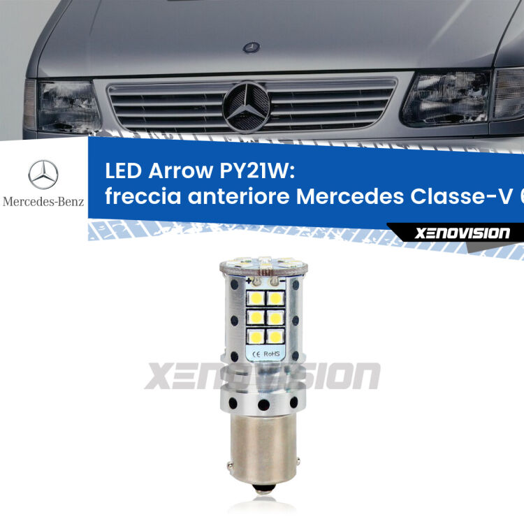 0 Freccia Anteriore LED Mercedes Classe-V 638/2 1996 - 2003: PY21W Arrow <strong>Freccia Anteriore LED no-spie per Mercedes Classe-V</strong> 638/2 1996 - 2003. Lampada <strong>PY21W</strong> modello top di gamma Arrow.