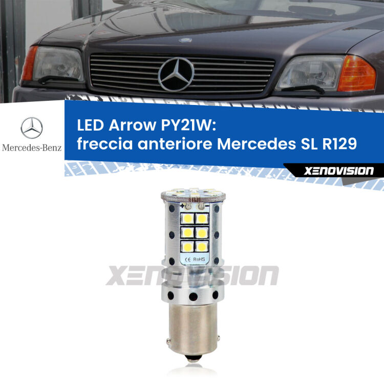0 Freccia Anteriore LED Mercedes SL R129 faro bianco: PY21W Arrow <strong>Freccia Anteriore LED no-spie per Mercedes SL</strong> R129 faro bianco. Lampada <strong>PY21W</strong> modello top di gamma Arrow.
