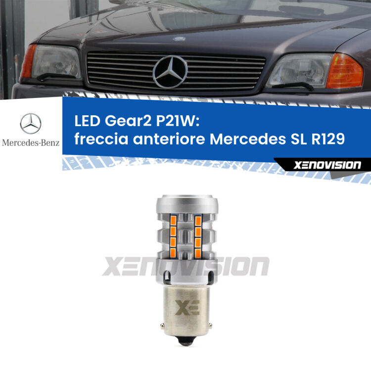 Freccia Anteriore LED Mercedes SL R129 faro giallo: P21W Gear2 FINE SERIE: NO GARANZIA FINE SERIE: NO GARANZIA <strong>Freccia Anteriore LED no-spie per Mercedes SL</strong> R129 faro giallo. Lampada <strong>P21W</strong> modello Gear2 no Hyperflash.