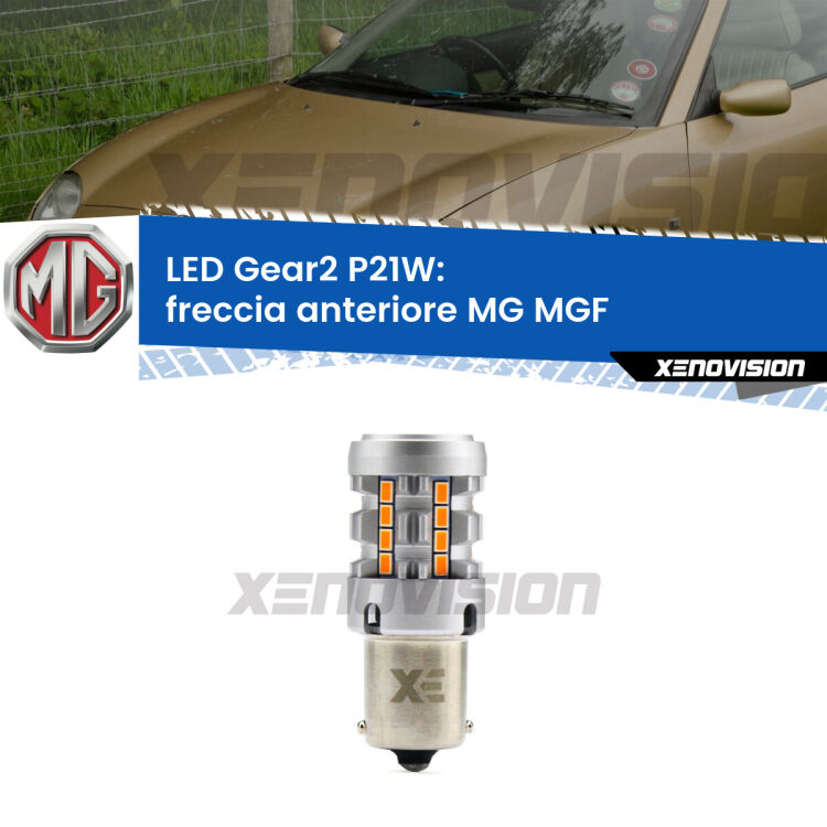 Freccia Anteriore LED MG MGF  faro giallo: P21W Gear2 FINE SERIE: NO GARANZIA FINE SERIE: NO GARANZIA <strong>Freccia Anteriore LED no-spie per MG MGF</strong>  faro giallo. Lampada <strong>P21W</strong> modello Gear2 no Hyperflash.
