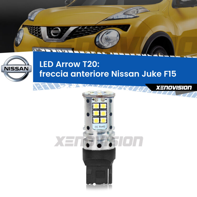 0 Freccia Anteriore LED Nissan Juke F15 2014 - 2018: T20 Arrow <strong>Freccia Anteriore LED no-spie per Nissan Juke</strong> F15 2014 - 2018. Lampada <strong>T20</strong> no Hyperflash modello Arrow.