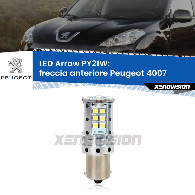 0 Freccia Anteriore LED Peugeot 4007 2007 - 2012: PY21W Arrow <strong>Freccia Anteriore LED no-spie per Peugeot 4007</strong> 2007 - 2012. Lampada <strong>PY21W</strong> modello top di gamma Arrow.
