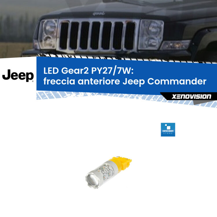 0 Freccia Anteriore LED PY27/7W per Jeep Commander 2005 - 2010 <strong>Freccia Anteriore LED per Jeep Commander</strong> 2005 - 2010. Lampada <strong>PY27/7W</strong> non canbus.