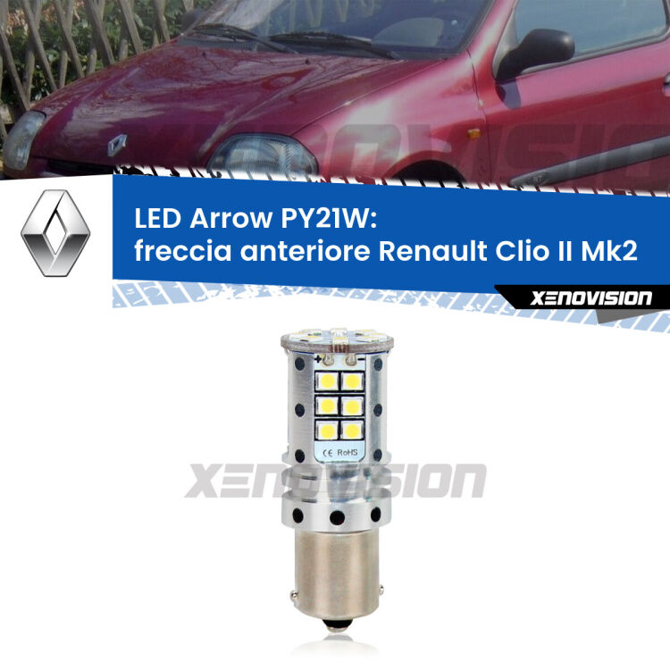 0 Freccia Anteriore LED Renault Clio II Mk2 1998 - 2004: PY21W Arrow <strong>Freccia Anteriore LED no-spie per Renault Clio II</strong> Mk2 1998 - 2004. Lampada <strong>PY21W</strong> modello top di gamma Arrow.