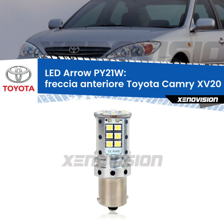 0 Freccia Anteriore LED Toyota Camry XV20 1996 - 2001: PY21W Arrow <strong>Freccia Anteriore LED no-spie per Toyota Camry</strong> XV20 1996 - 2001. Lampada <strong>PY21W</strong> modello top di gamma Arrow.