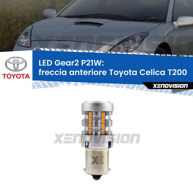 0 Freccia Anteriore LED Toyota Celica T200 1993 - 1999: P21W Gear2 FINE SERIE: NO GARANZIA FINE SERIE: NO GARANZIA <strong>Freccia Anteriore LED no-spie per Toyota Celica</strong> T200 1993 - 1999. Lampada <strong>P21W</strong> modello Gear2 no Hyperflash.