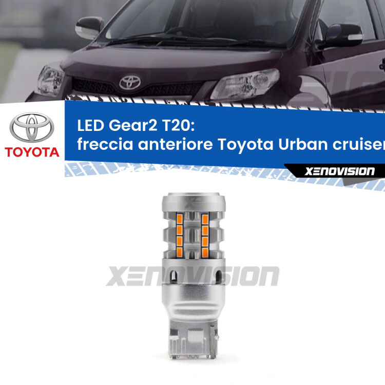 0 Freccia Anteriore LED Toyota Urban cruiser 2007 - 2016: T20 Gear2 FINE SERIE: NO GARANZIA FINE SERIE: NO GARANZIA <strong>Freccia Anteriore LED no-spie per Toyota Urban cruiser</strong> 2007 - 2016. Lampada <strong>T20</strong> modello Gear2 no Hyperflash.