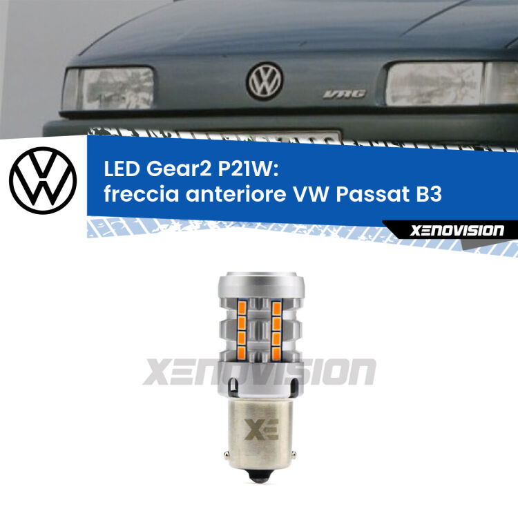 Freccia Anteriore LED VW Passat B3 1988 - 1993: P21W Gear2 FINE SERIE: NO GARANZIA FINE SERIE: NO GARANZIA <strong>Freccia Anteriore LED no-spie per VW Passat</strong> B3 1988 - 1993. Lampada <strong>P21W</strong> modello Gear2 no Hyperflash.
