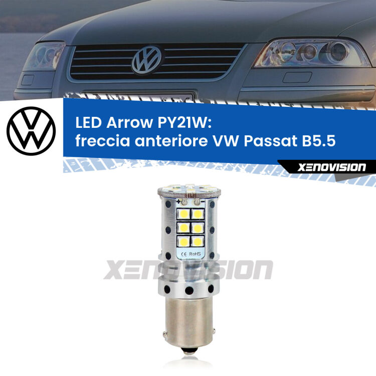 0 Freccia Anteriore LED VW Passat B5.5 2000 - 2005: PY21W Arrow <strong>Freccia Anteriore LED no-spie per VW Passat</strong> B5.5 2000 - 2005. Lampada <strong>PY21W</strong> modello top di gamma Arrow.