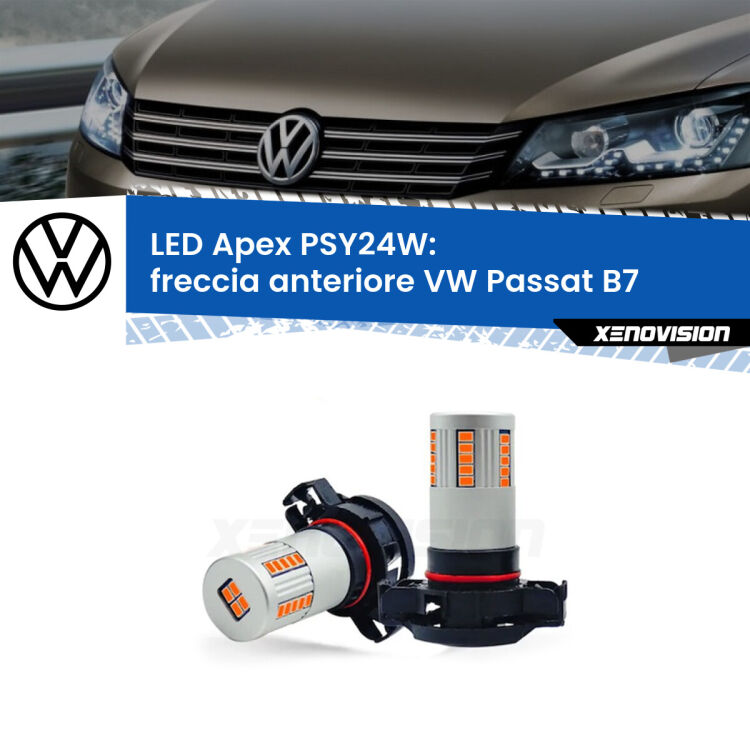 0 Freccia Anteriore LED VW Passat B7 in poi: PSY24W Apex (Coppia) <strong>Freccia Anteriore LED no-spie per VW Passat</strong> B7 in poi. Coppia lampade <strong>PSY24W</strong> modello Apex no Hyperflash.