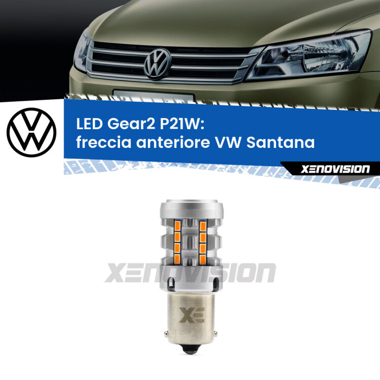 Freccia Anteriore LED VW Santana faro giallo: P21W Gear2 FINE SERIE: NO GARANZIA FINE SERIE: NO GARANZIA <strong>Freccia Anteriore LED no-spie per VW Santana</strong> faro giallo. Lampada <strong>P21W</strong> modello Gear2 no Hyperflash.
