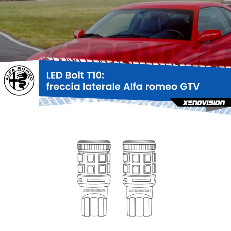 0 Freccia laterale LED Alfa romeo GTV faro bianco: T10 Bolt <strong>Freccia laterale LED per Alfa romeo GTV</strong> faro bianco. Coppia lampade <strong>T10</strong> modello Bolt canbus.