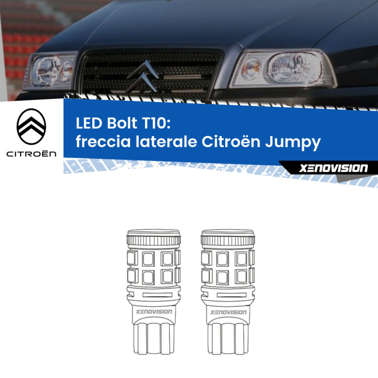0 Freccia laterale LED Citroën Jumpy 1998 - 2005: T10 Bolt <strong>Freccia laterale LED per Citroën Jumpy</strong> 1998 - 2005. Coppia lampade <strong>T10</strong> modello Bolt canbus.