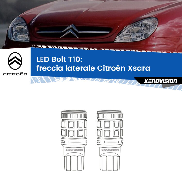 0 Freccia laterale LED Citroën Xsara faro bianco: T10 Bolt <strong>Freccia laterale LED per Citroën Xsara</strong> faro bianco. Coppia lampade <strong>T10</strong> modello Bolt canbus.