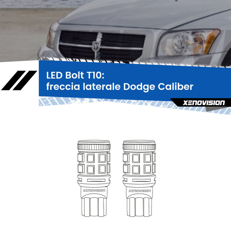 0 Freccia laterale LED Dodge Caliber  2006 - 2011: T10 Bolt <strong>Freccia laterale LED per Dodge Caliber</strong>  2006 - 2011. Coppia lampade <strong>T10</strong> modello Bolt canbus.