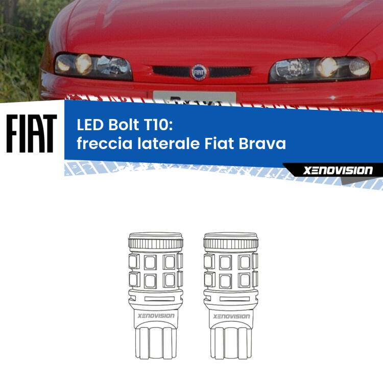 0 Freccia laterale LED Fiat Brava  1995 - 2001: T10 Bolt <strong>Freccia laterale LED per Fiat Brava</strong>  1995 - 2001. Coppia lampade <strong>T10</strong> modello Bolt canbus.