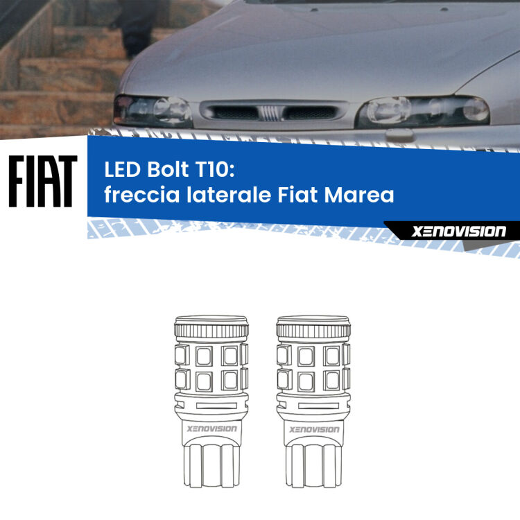 0 Freccia laterale LED Fiat Marea 1996 - 2002: T10 Bolt <strong>Freccia laterale LED per Fiat Marea</strong> 1996 - 2002. Coppia lampade <strong>T10</strong> modello Bolt canbus.
