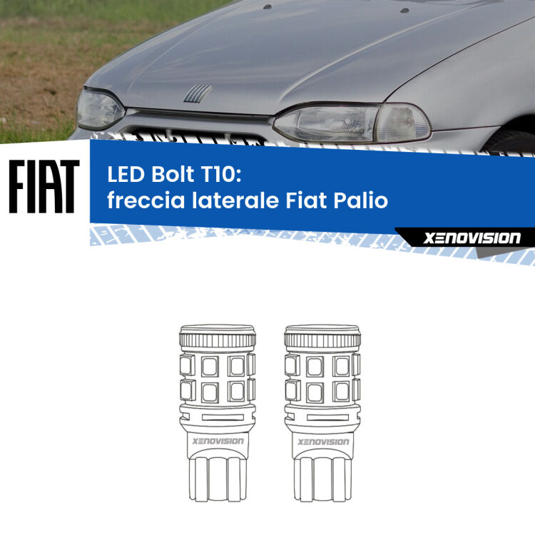 0 Freccia laterale LED Fiat Palio 1996 - 2003: T10 Bolt <strong>Freccia laterale LED per Fiat Palio</strong> 1996 - 2003. Coppia lampade <strong>T10</strong> modello Bolt canbus.