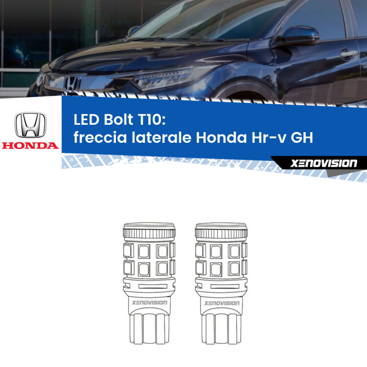 0 Freccia laterale LED Honda Hr-v GH 1998 - 2012: T10 Bolt <strong>Freccia laterale LED per Honda Hr-v</strong> GH 1998 - 2012. Coppia lampade <strong>T10</strong> modello Bolt canbus.