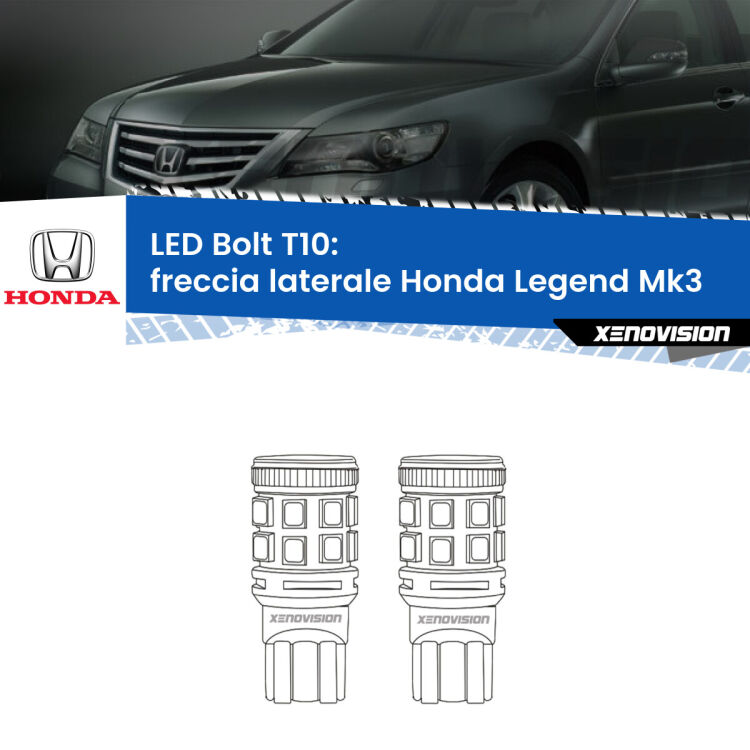 0 Freccia laterale LED Honda Legend Mk3 1996 - 2004: T10 Bolt <strong>Freccia laterale LED per Honda Legend</strong> Mk3 1996 - 2004. Coppia lampade <strong>T10</strong> modello Bolt canbus.