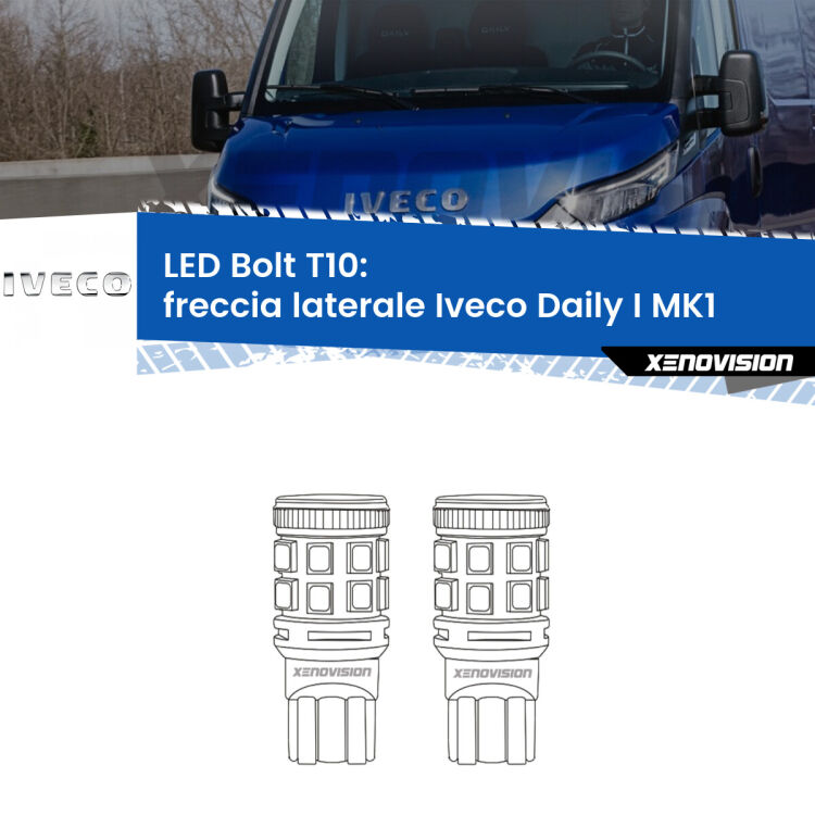 0 Freccia laterale LED Iveco Daily I MK1 1978 - 1999: T10 Bolt <strong>Freccia laterale LED per Iveco Daily I</strong> MK1 1978 - 1999. Coppia lampade <strong>T10</strong> modello Bolt canbus.