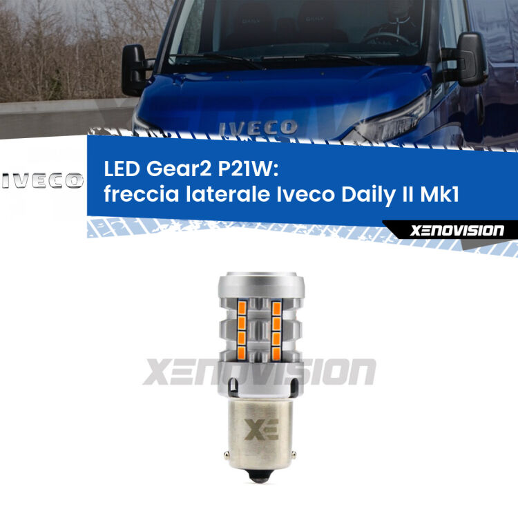 <strong>Freccia laterale LED no-spie per Iveco Daily II</strong> Mk1 1999 - 2006. Lampada <strong>P21W</strong> modello Gear2 no Hyperflash.