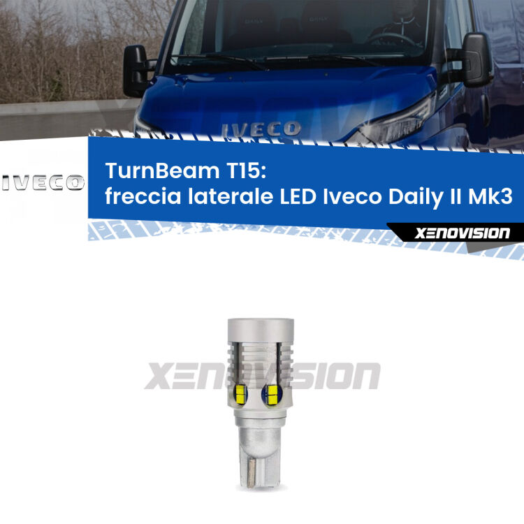 <strong>LED freccia laterale Iveco Daily II </strong>Mk3. Una lampada LED T15 per Frecce, ottima resa in ogni direzione, Qualità Massima.