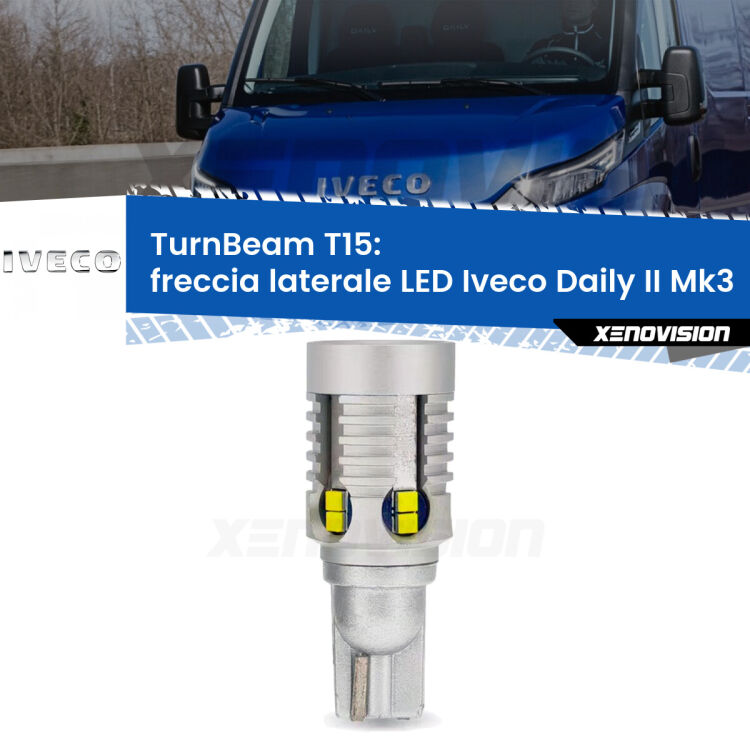 0 Freccia laterale LED Iveco Daily II Mk3: XE TurnBeam T15 <strong>LED freccia laterale Iveco Daily II </strong>Mk3. Una lampada LED T15 per Frecce, ottima resa in ogni direzione, Qualità Massima.