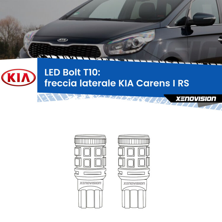 0 Freccia laterale LED KIA Carens I RS 1999 - 2005: T10 Bolt <strong>Freccia laterale LED per KIA Carens I</strong> RS 1999 - 2005. Coppia lampade <strong>T10</strong> modello Bolt canbus.