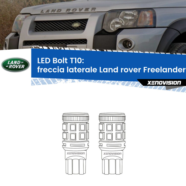 Freccia laterale LED Land rover Freelander L314 prima serie: T10 Bolt <strong>Freccia laterale LED per Land rover Freelander</strong> L314 prima serie. Coppia lampade <strong>T10</strong> modello Bolt canbus.