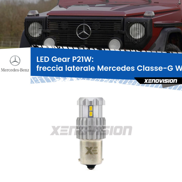 <strong>LED P21W per </strong><strong>freccia laterale Mercedes Classe-G (W461) 1990 - 2000</strong><strong>. </strong>Richiede resistenze per eliminare lampeggio rapido, 3x più luce, compatta. Top Quality.

<strong>Freccia laterale LED per Mercedes Classe-G</strong> W461 1990 - 2000. Lampada <strong>P21W</strong>. Usa delle resistenze per eliminare lampeggio rapido.