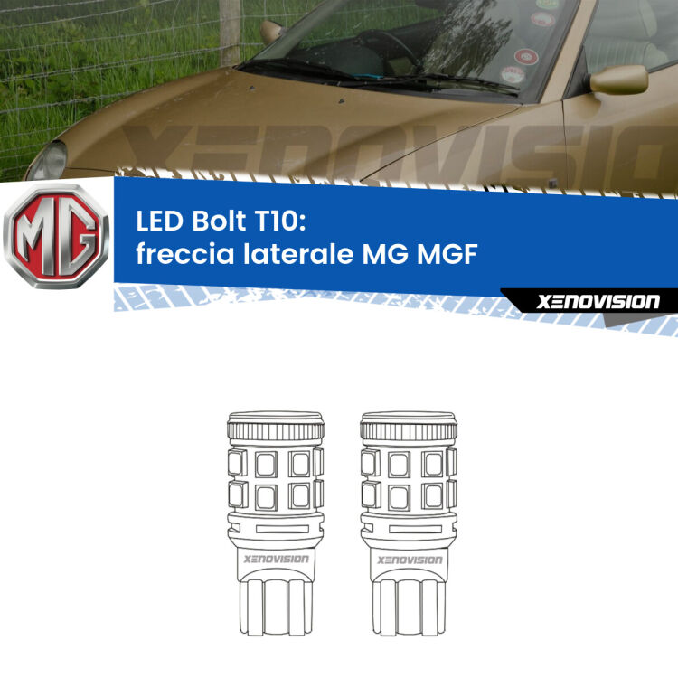 0 Freccia laterale LED MG MGF  1995 - 2002: T10 Bolt <strong>Freccia laterale LED per MG MGF</strong>  1995 - 2002. Coppia lampade <strong>T10</strong> modello Bolt canbus.
