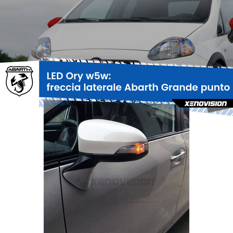 <strong>LED freccia laterale w5w per Abarth Grande punto</strong>  2007 - 2010. Una lampadina <strong>w5w</strong> canbus luce arancio modello Ory Xenovision.