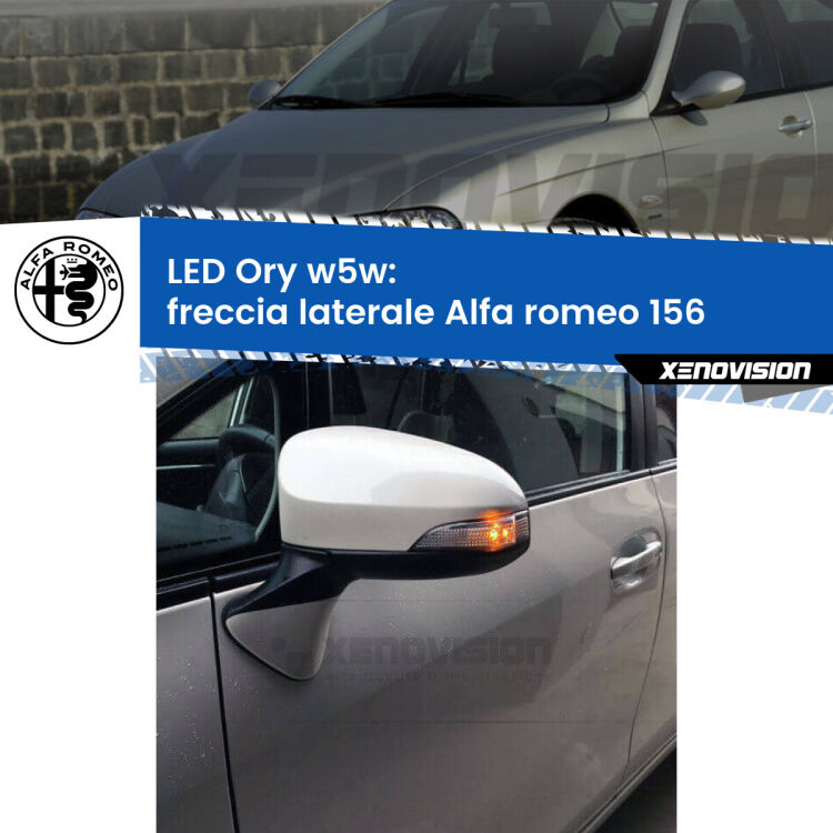 <strong>LED freccia laterale w5w per Alfa romeo 156</strong>  1997 - 2005. Una lampadina <strong>w5w</strong> canbus luce arancio modello Ory Xenovision.
