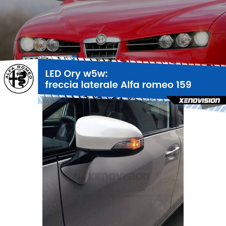 <strong>LED freccia laterale w5w per Alfa romeo 159</strong>  2005 - 2012. Una lampadina <strong>w5w</strong> canbus luce arancio modello Ory Xenovision.
