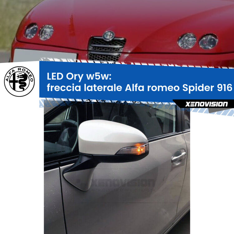 <strong>LED freccia laterale w5w per Alfa romeo Spider</strong> 916 faro bianco. Una lampadina <strong>w5w</strong> canbus luce arancio modello Ory Xenovision.