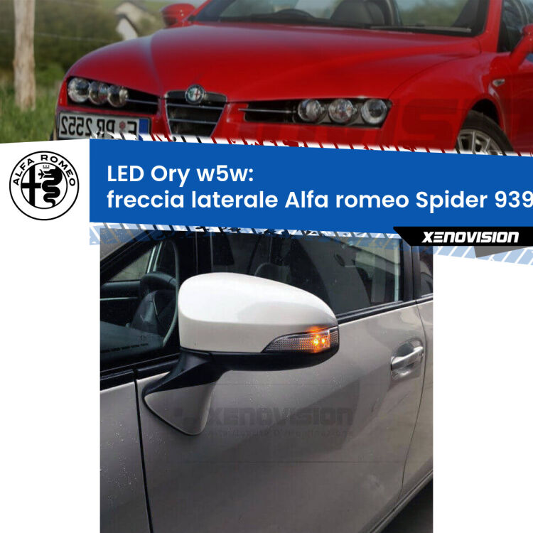 <strong>LED freccia laterale w5w per Alfa romeo Spider</strong> 939 2006 - 2010. Una lampadina <strong>w5w</strong> canbus luce arancio modello Ory Xenovision.