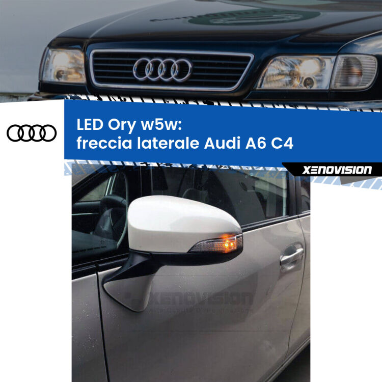 0 Freccia laterale LED per Audi A6 C4 1994 - 1997: Ory w5w <strong>LED freccia laterale w5w per Audi A6</strong> C4 1994 - 1997. Una lampadina <strong>w5w</strong> canbus luce arancio modello Ory Xenovision.