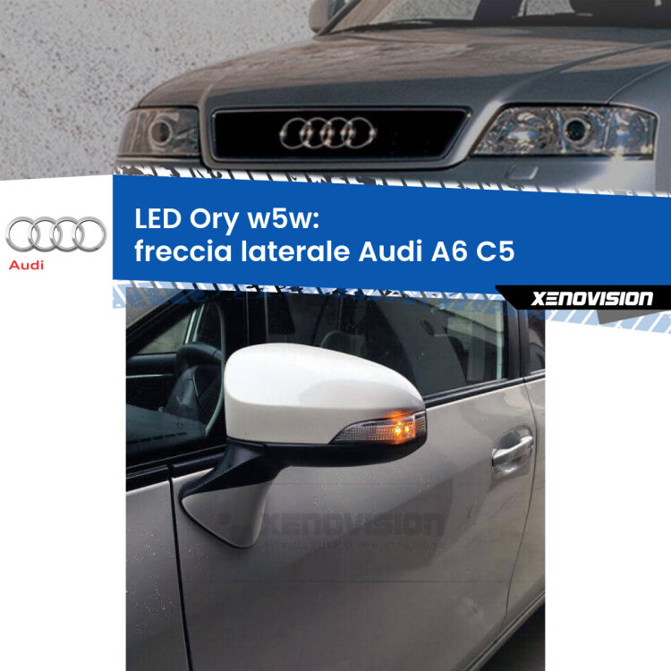 <strong>LED freccia laterale w5w per Audi A6</strong> C5 1997 - 2004. Una lampadina <strong>w5w</strong> canbus luce arancio modello Ory Xenovision.