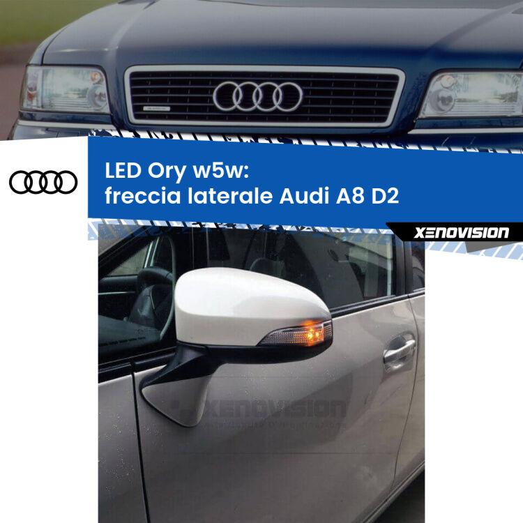 0 Freccia laterale LED per Audi A8 D2 1999 - 2002: Ory w5w <strong>LED freccia laterale w5w per Audi A8</strong> D2 1999 - 2002. Una lampadina <strong>w5w</strong> canbus luce arancio modello Ory Xenovision.