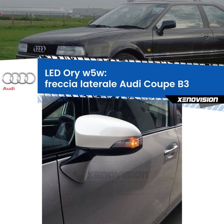<strong>LED freccia laterale w5w per Audi Coupe</strong> B3 1988 - 1996. Una lampadina <strong>w5w</strong> canbus luce arancio modello Ory Xenovision.