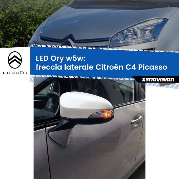0 Freccia laterale LED per Citroën C4 Picasso  2006 - 2013: Ory w5w <strong>LED freccia laterale w5w per Citroën C4 Picasso</strong>  2006 - 2013. Una lampadina <strong>w5w</strong> canbus luce arancio modello Ory Xenovision.