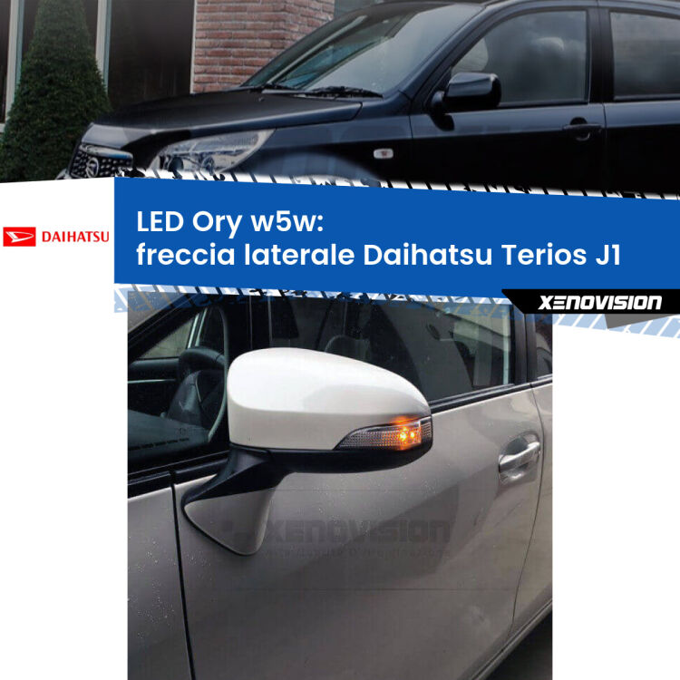<strong>LED freccia laterale w5w per Daihatsu Terios</strong> J1 1997 - 2005. Una lampadina <strong>w5w</strong> canbus luce arancio modello Ory Xenovision.