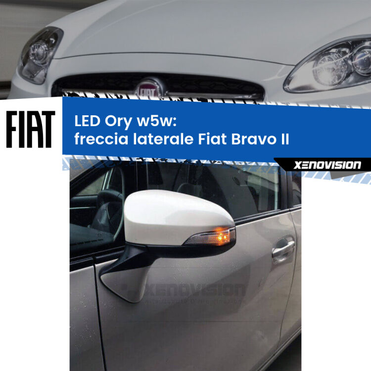 0 Freccia laterale LED per Fiat Bravo II 2006 - 2014: Ory w5w <strong>LED freccia laterale w5w per Fiat Bravo II</strong> 2006 - 2014. Una lampadina <strong>w5w</strong> canbus luce arancio modello Ory Xenovision.