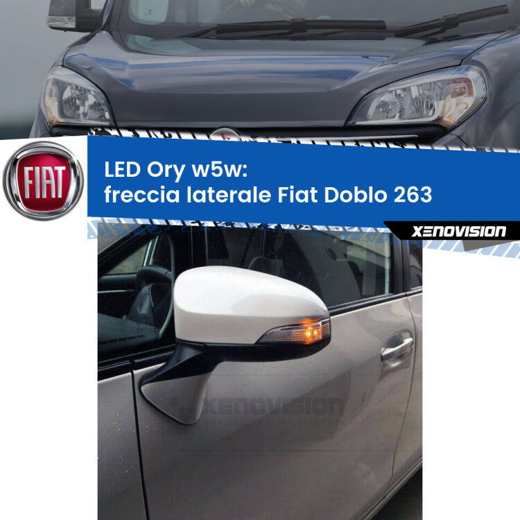 <strong>LED freccia laterale w5w per Fiat Doblo</strong> 263 2010 - 2016. Una lampadina <strong>w5w</strong> canbus luce arancio modello Ory Xenovision.