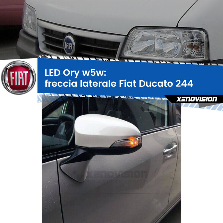 <strong>LED freccia laterale w5w per Fiat Ducato</strong> 244 faro bianco. Una lampadina <strong>w5w</strong> canbus luce arancio modello Ory Xenovision.