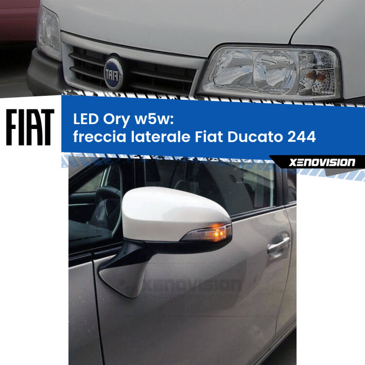 0 Freccia laterale LED per Fiat Ducato 244 faro bianco: Ory w5w <strong>LED freccia laterale w5w per Fiat Ducato</strong> 244 faro bianco. Una lampadina <strong>w5w</strong> canbus luce arancio modello Ory Xenovision.