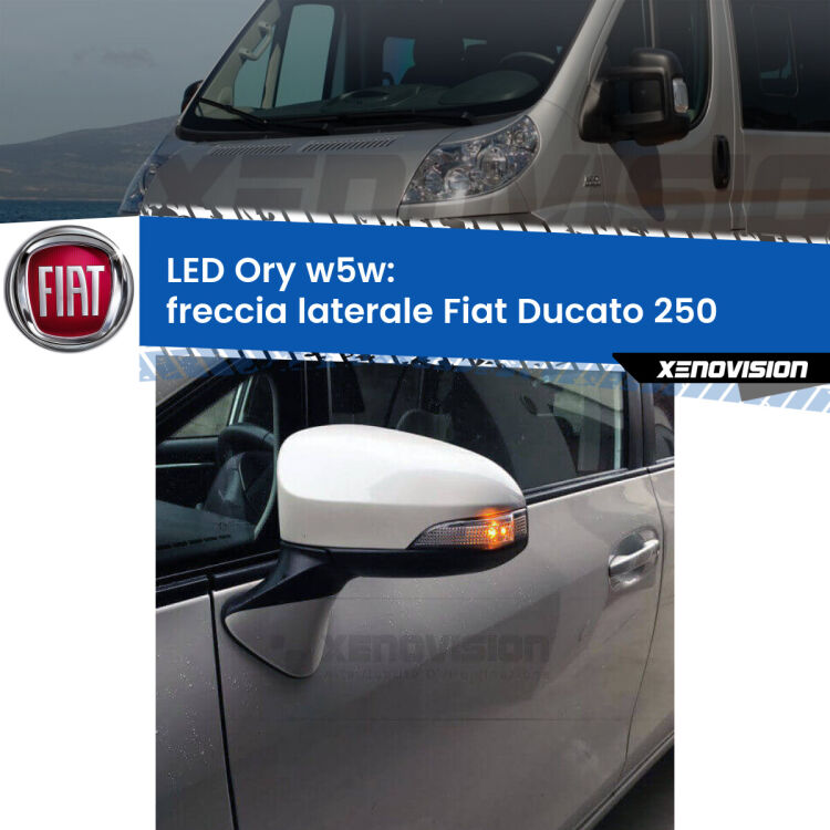 <strong>LED freccia laterale w5w per Fiat Ducato</strong> 250 faro bianco. Una lampadina <strong>w5w</strong> canbus luce arancio modello Ory Xenovision.