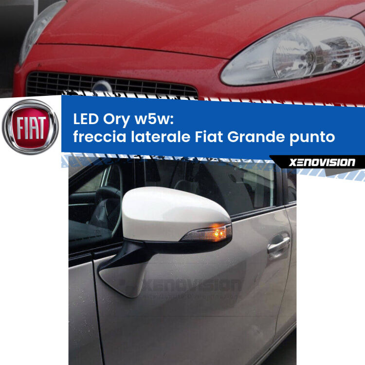 <strong>LED freccia laterale w5w per Fiat Grande punto</strong>  2005 - 2018. Una lampadina <strong>w5w</strong> canbus luce arancio modello Ory Xenovision.